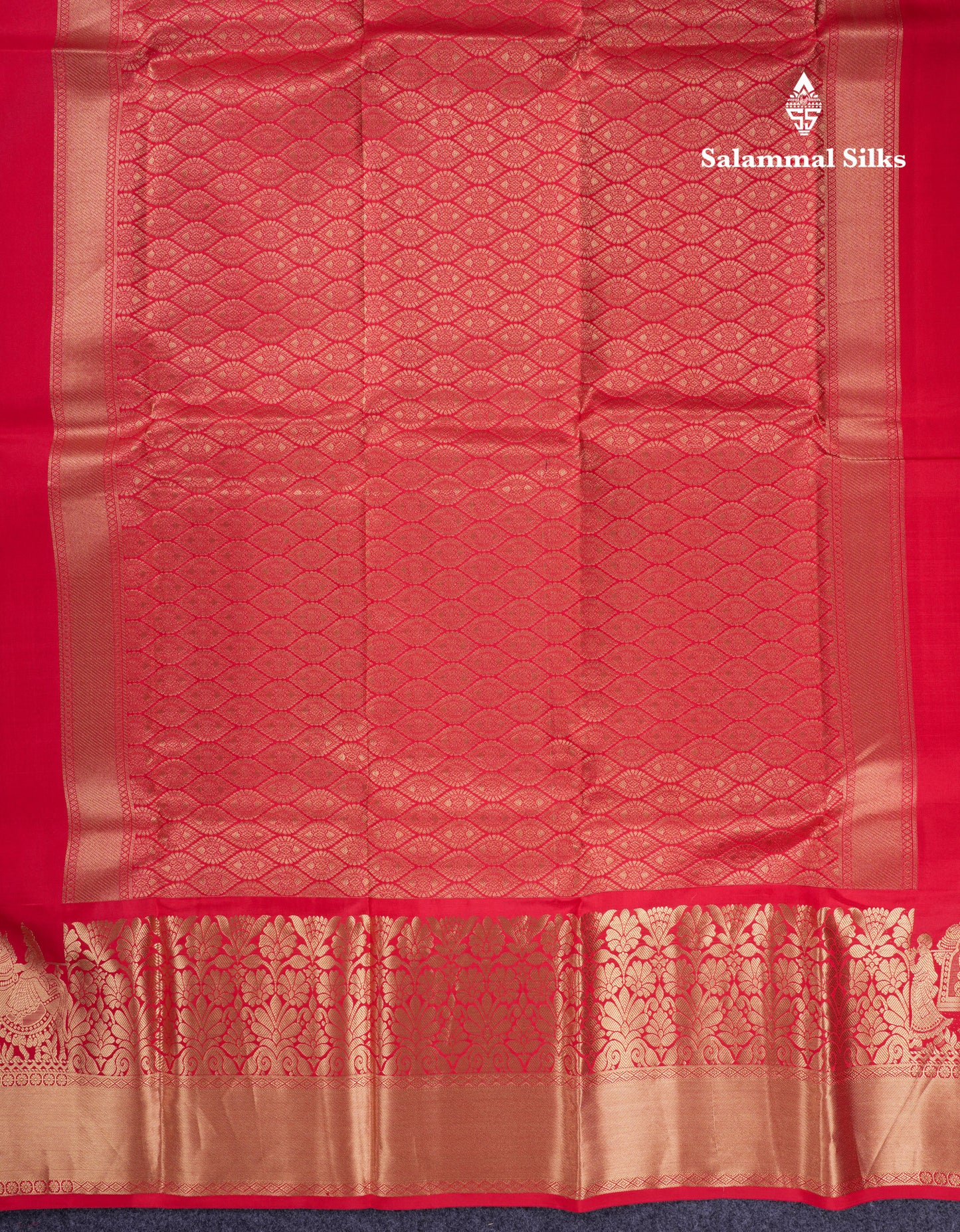 Beautiful Chilly Red Pure Kanjivaram Pure Silk Saree with Traditional Pallaku Border