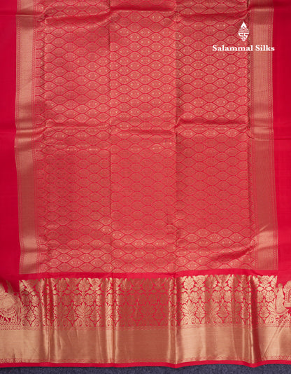 Beautiful Chilly Red Pure Kanjivaram Pure Silk Saree with Traditional Pallaku Border