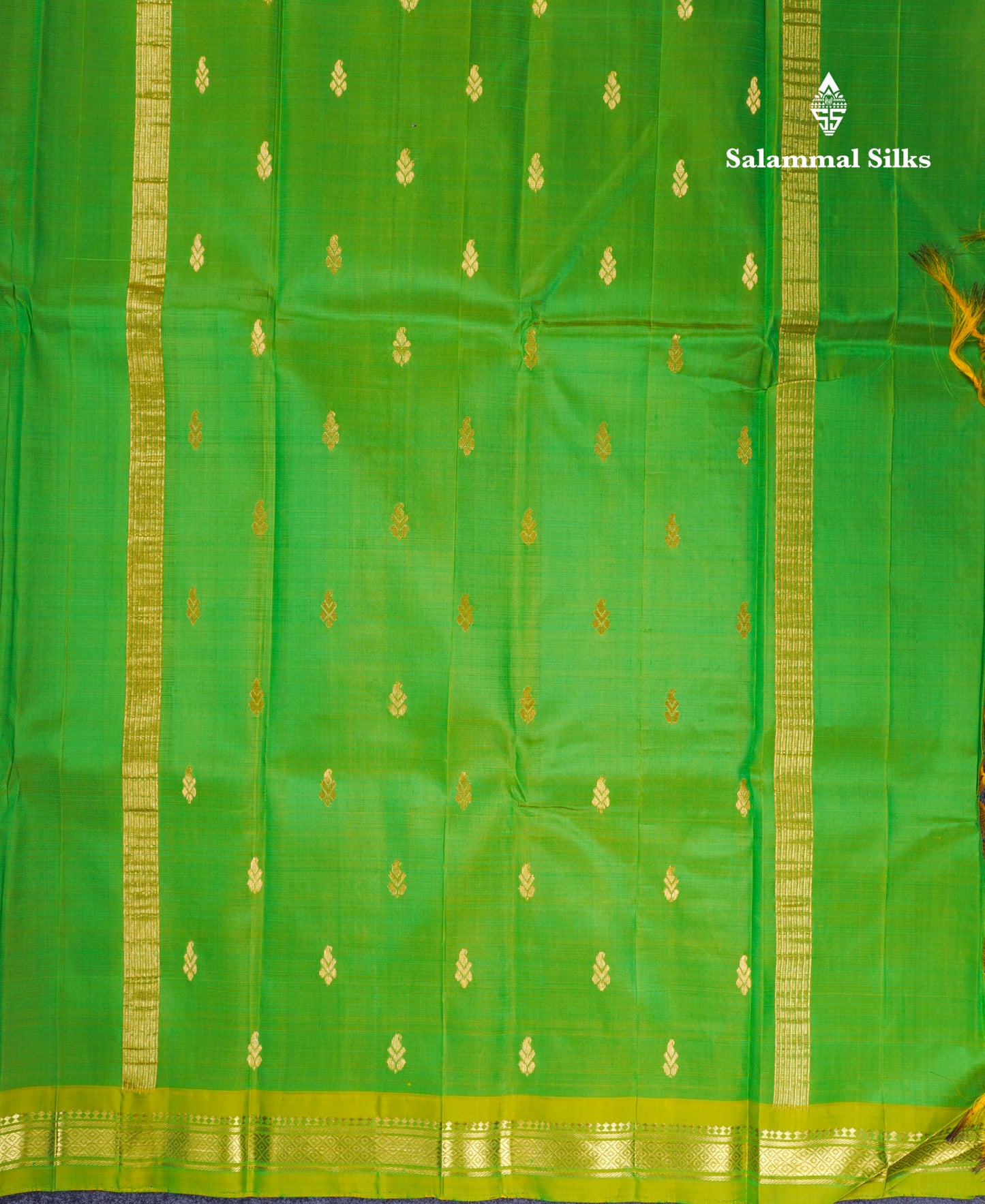 Green Beautiful Pure Kanjivaram Silk Saree With Parrot Green Traditional One Side Border