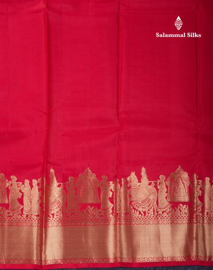 Beautiful Chilly Red Pure Kanjivaram Pure Silk Saree with Traditional Pallaku Border