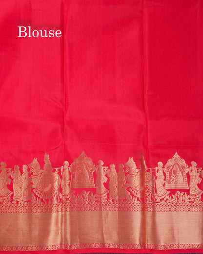 Beautiful Chilly Red Pure Kanjivaram Pure Silk Saree with Traditional Pallaku Border