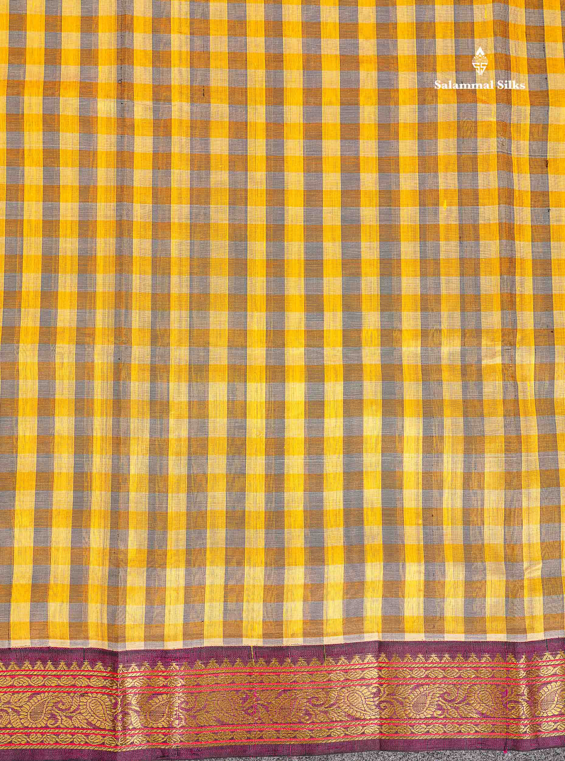 Magenta Border Of Multicolour Pure Silk Cotton Saree 