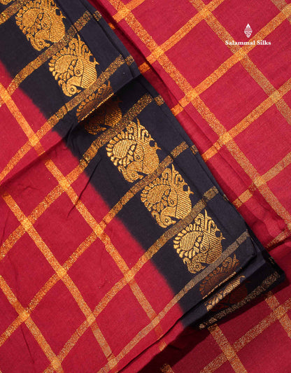 Sungudi Cotton Saree - Baby Pink Colour Body Zari Checks With Contrast Pink Traditional Border