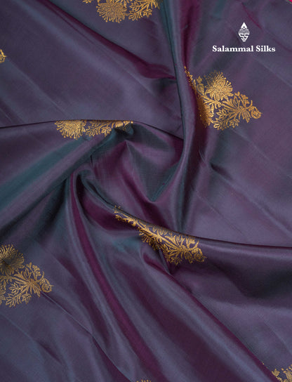Beautiful Dual Tone Dark Violet Fancy Pure Kanjivaram Silk Saree With Contrast Pink Blouse