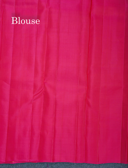 Beautiful Dual Tone Dark Violet Fancy Pure Kanjivaram Silk Saree With Contrast Pink Blouse