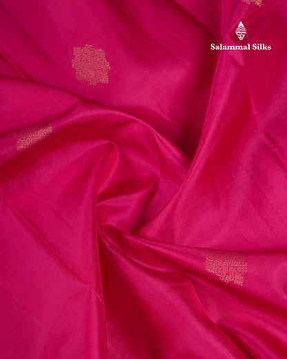 Beautiful Pink Pure Kanjivaram Silk Saree With Contrast Bottle Green Traditional Gap Border