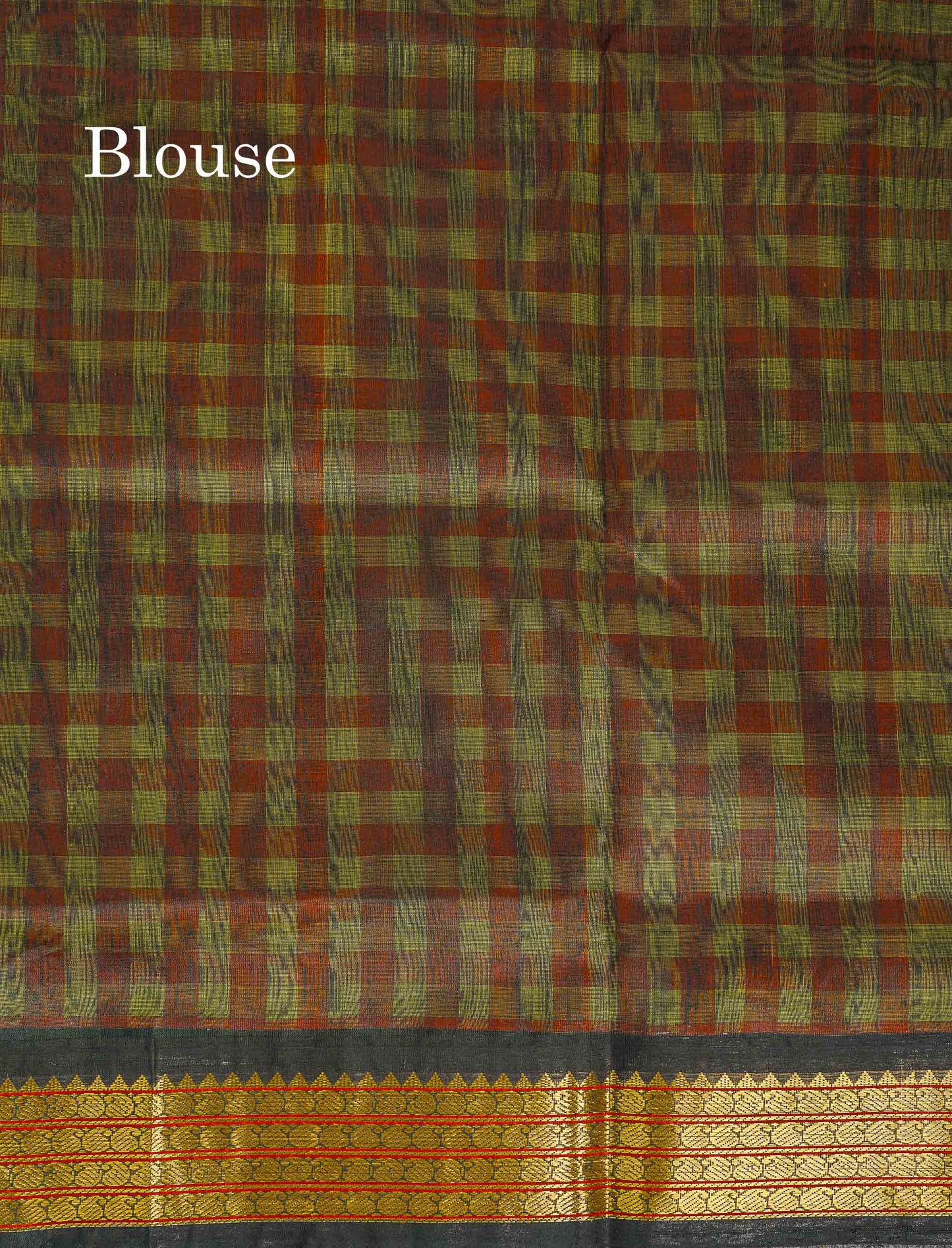 Contrast Black Blouse Of Multicolour Pure Silk Cotton Saree