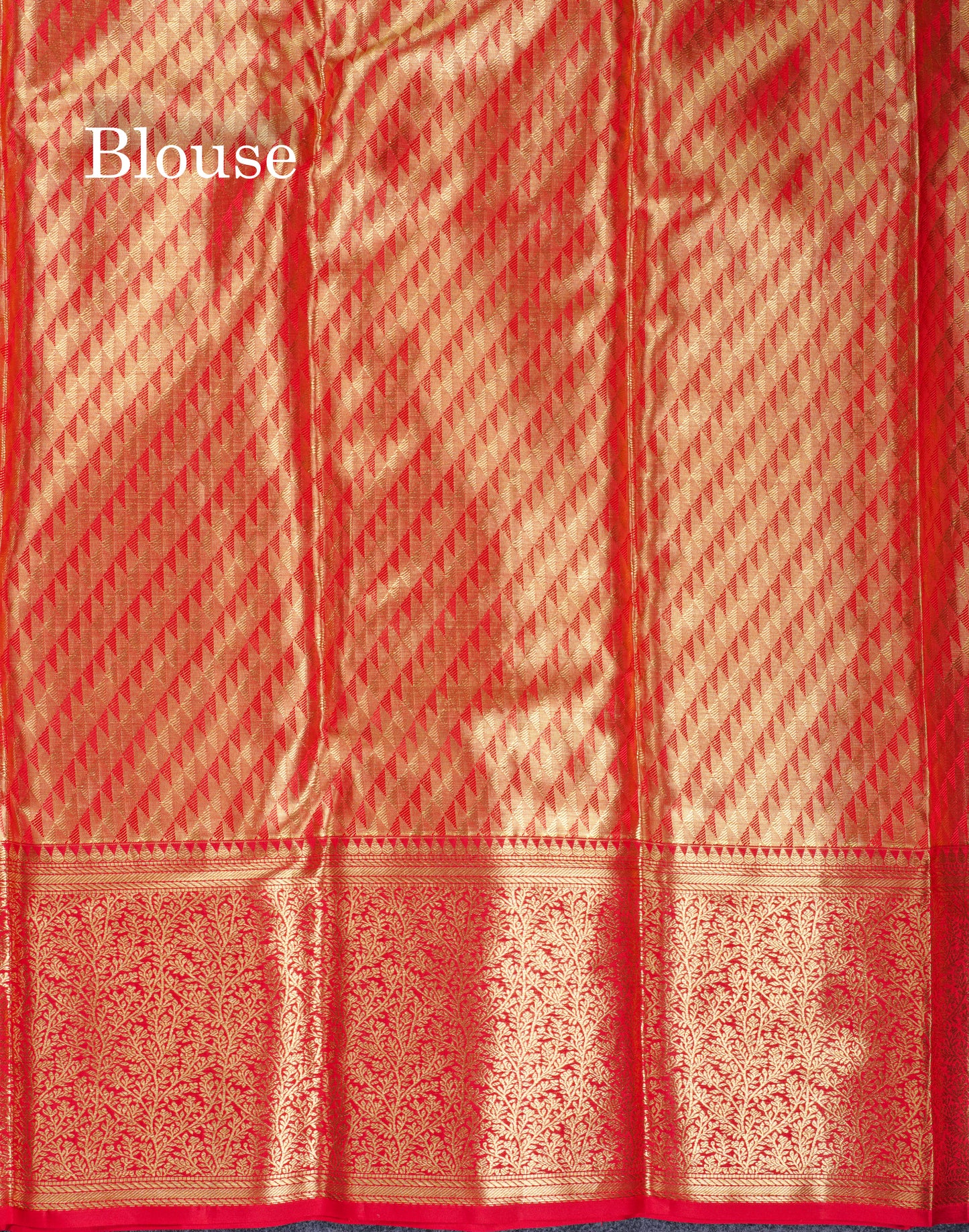 Pastel Blue Tissue Bridal Pure Kanjivaram Silk Saree With Contrast Red Border