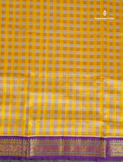 Dark Purple Border Of Multicolour Pure Silk Cotton Saree 