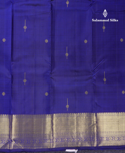 Beautiful Navy Blue Pure Kanjivaram Silk Saree With Traditional Evening Morning Border