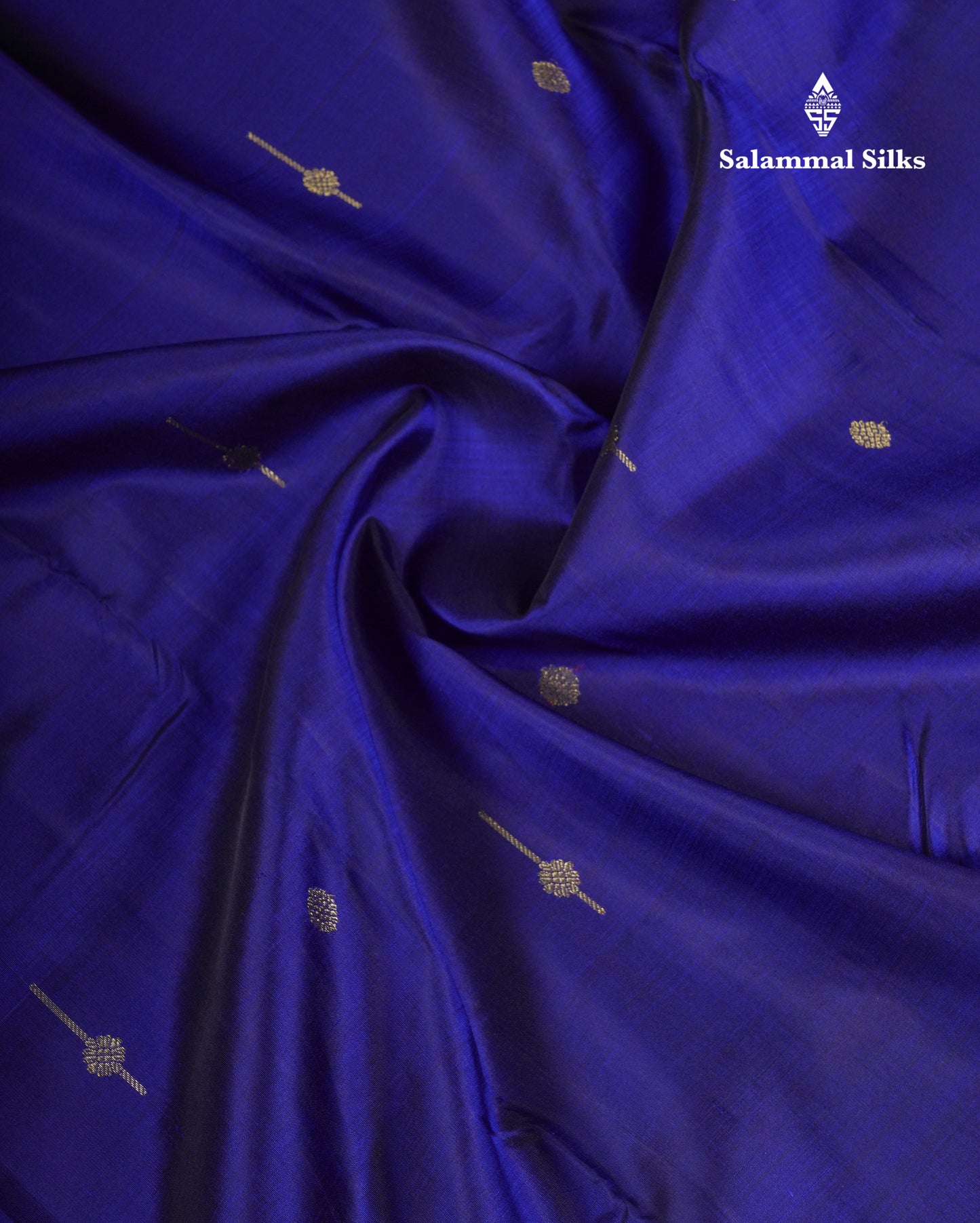 Beautiful Navy Blue Pure Kanjivaram Silk Saree With Traditional Evening Morning Border