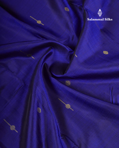 Beautiful Navy Blue Pure Kanjivaram Silk Saree With Traditional Evening Morning Border
