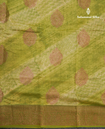 Army Green Chanderi Cotton Saree With Grand Blouse
