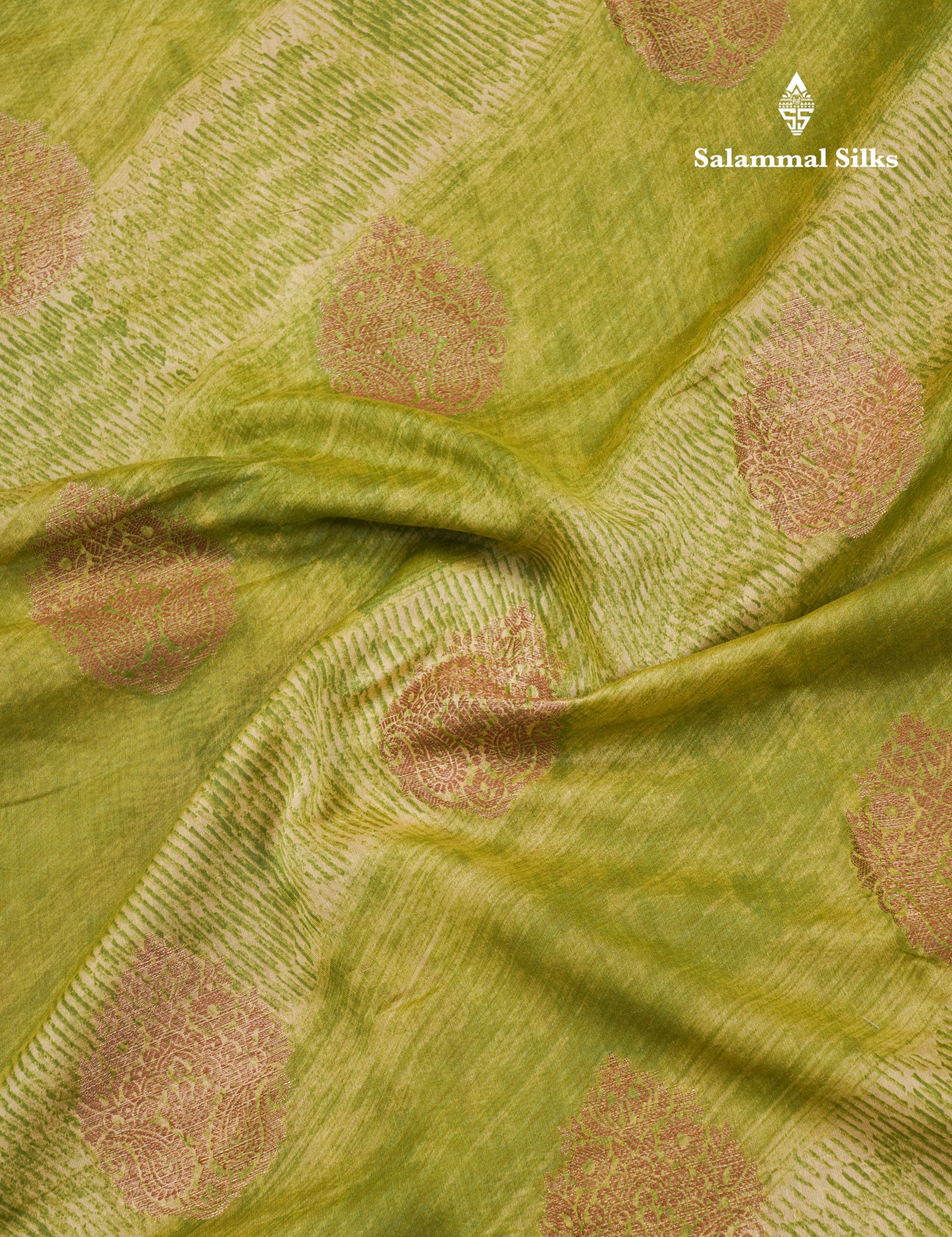 Army Green Chanderi Cotton Saree With Grand Blouse