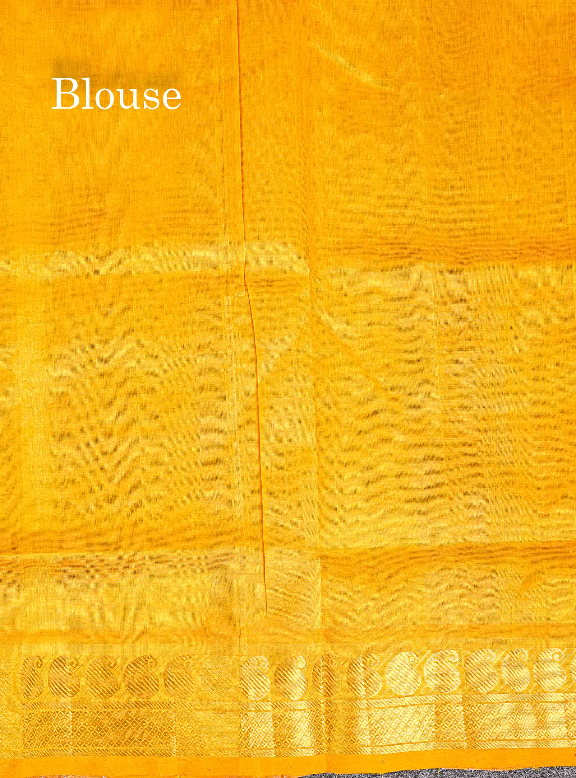 Contrast Yellow Blouse Of Multicolour Pure Silk Cotton Saree