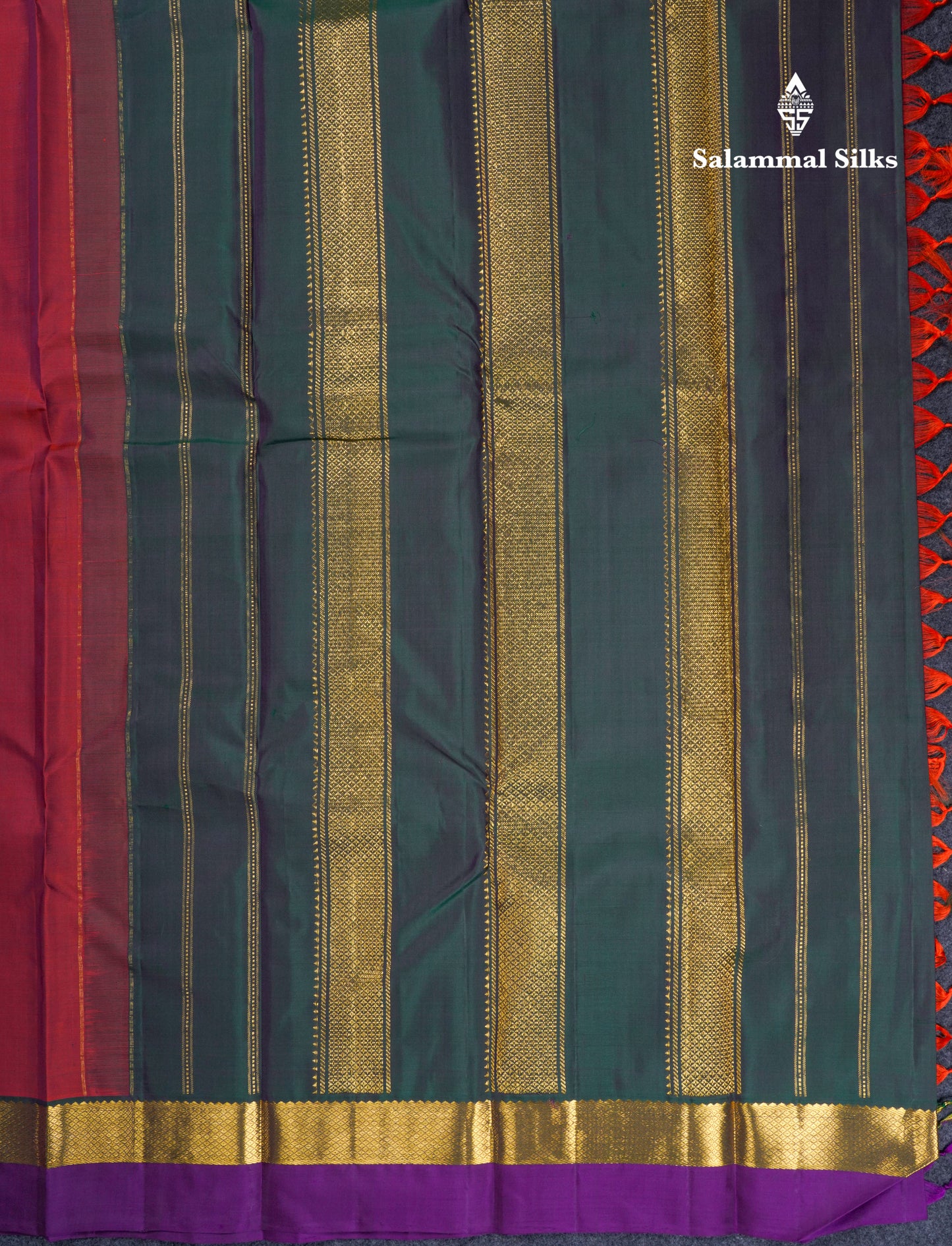 Beautiful Dual Tone Maroon Pure Kanjivaram Silk Saree With Violet Traditional Small Border