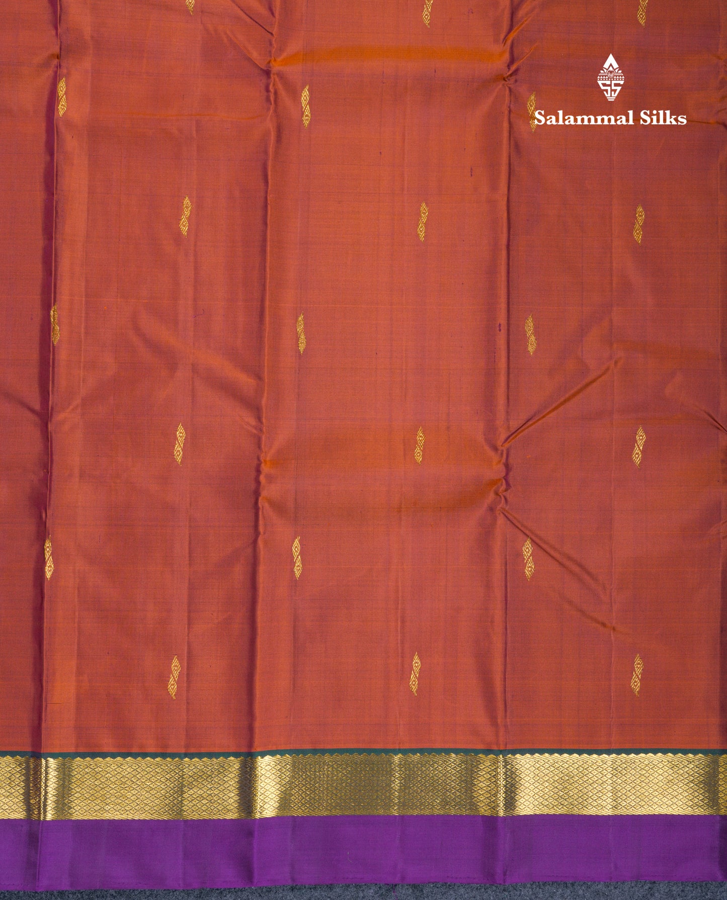 Beautiful Dual Tone Maroon Pure Kanjivaram Silk Saree With Violet Traditional Small Border