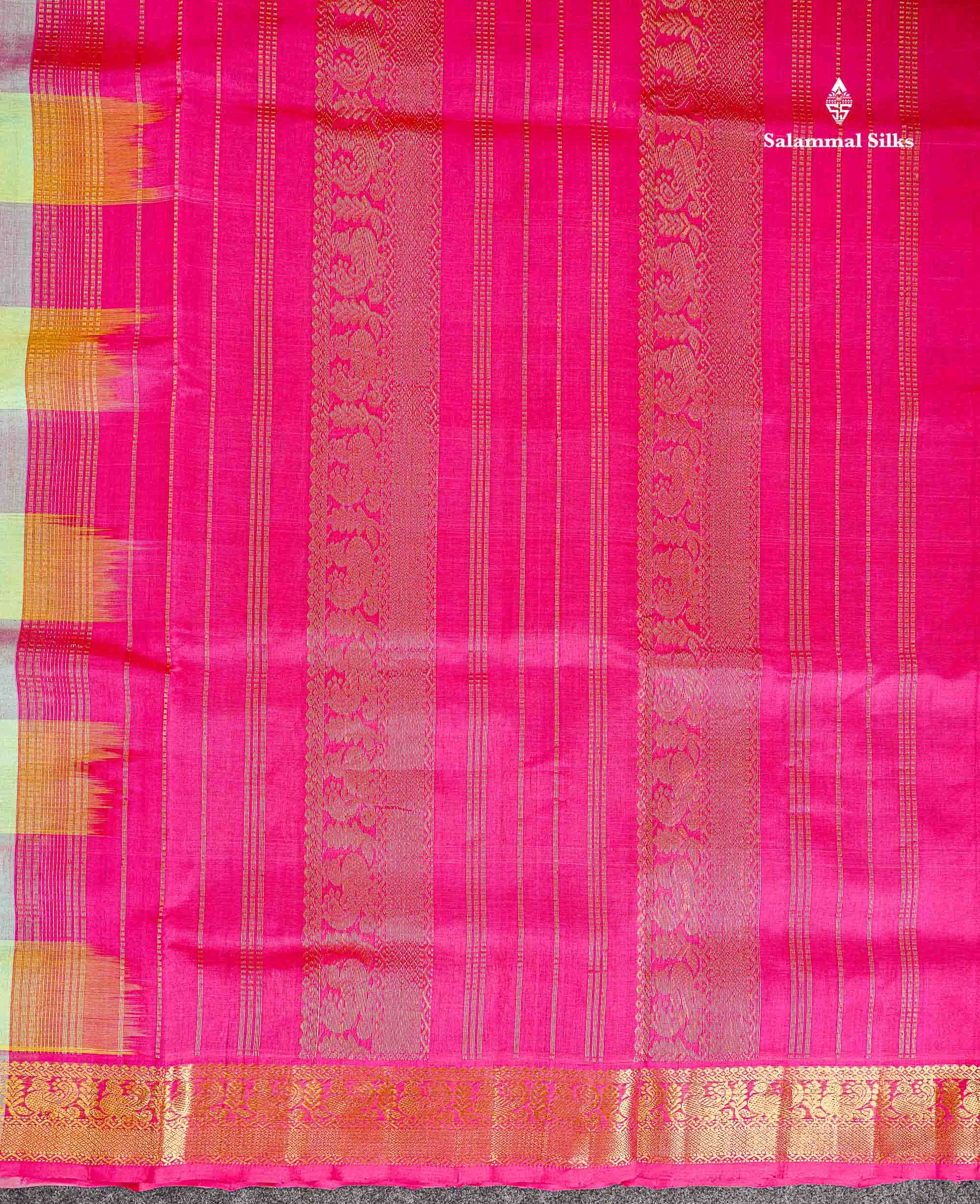 Pallu Of Multicolour Pure Silk Cotton Saree