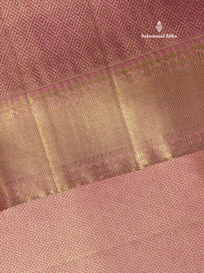 Beautiful Onion Pink Tissue Pure Kanjivaram Silk Saree (2G) Zari With Self Border