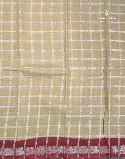 Sungudi Cotton Saree - White Colour Body Silver Zari Checks With Contrast Baby Pink Traditional Border