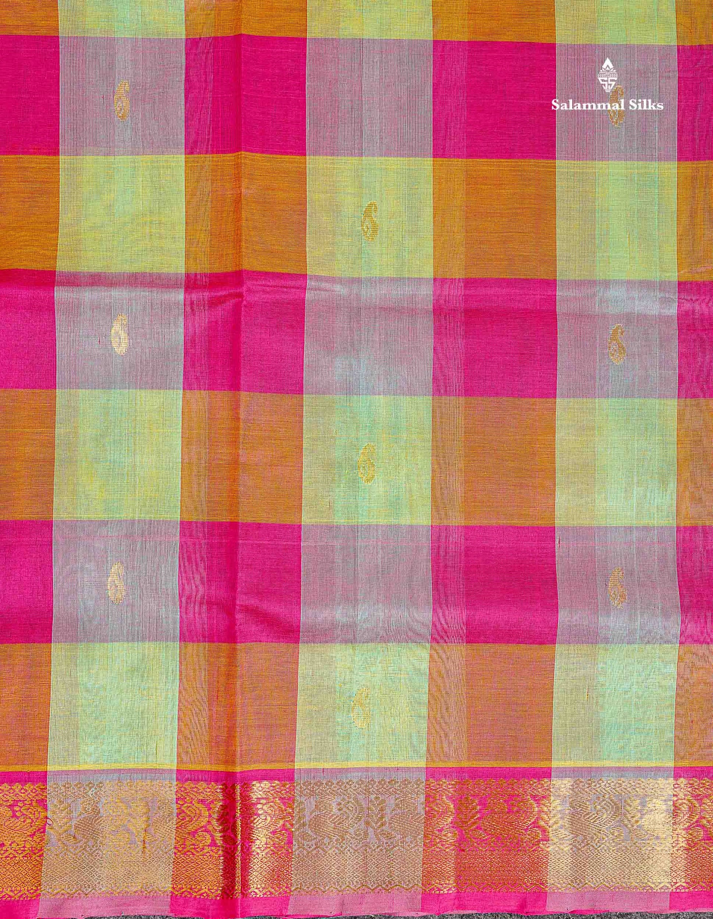 Traditional Border Of Multicolour Pure Silk Cotton Saree