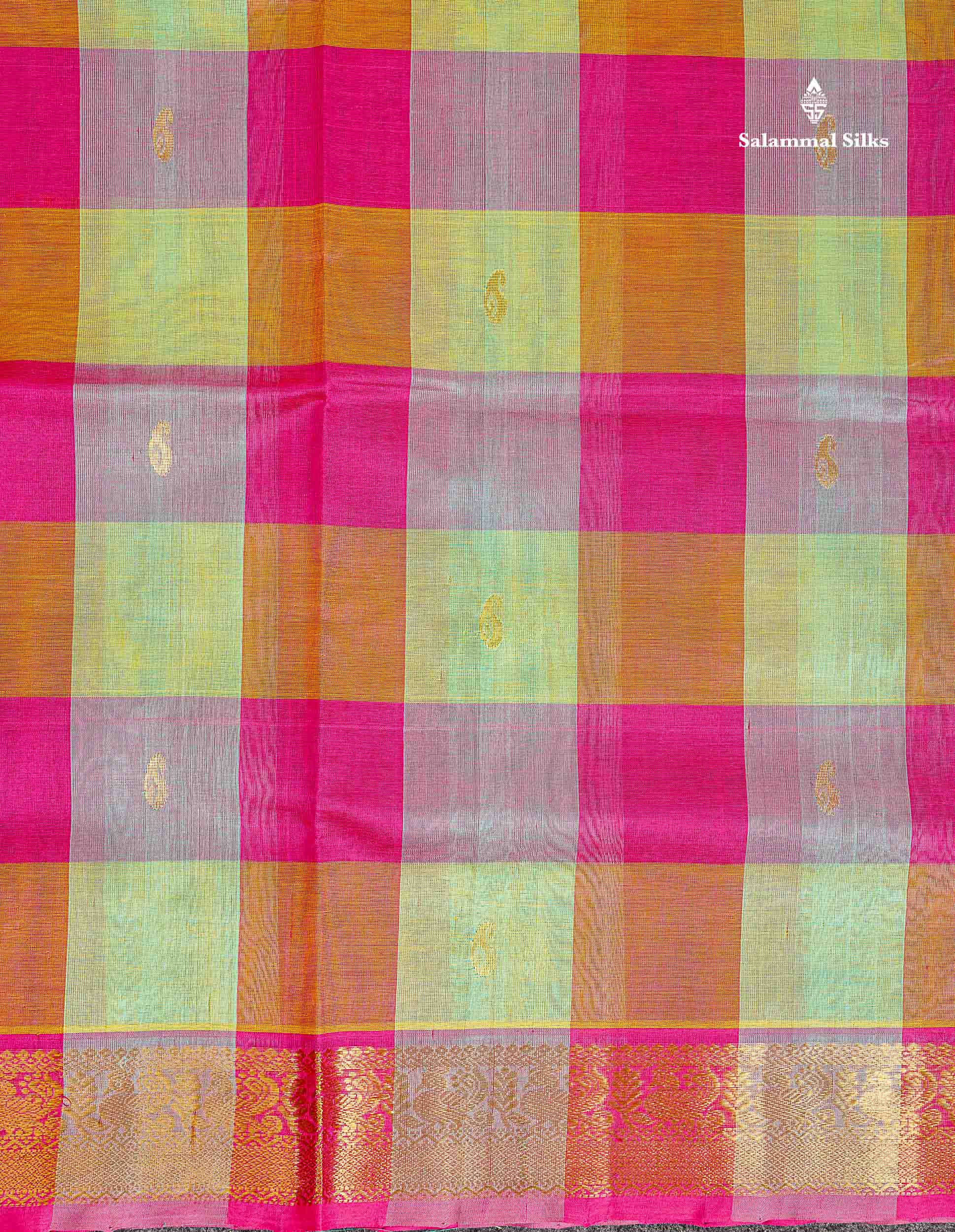 Traditional Border Of Multicolour Pure Silk Cotton Saree