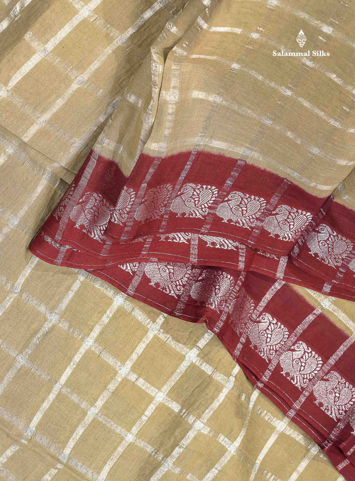 Sungudi Cotton Saree - White Colour Body Silver Zari Checks With Contrast Baby Pink Traditional Border