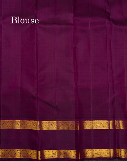 Korvai Beautiful Cream Sandal Pure Kanjivaram Silk Saree Contrast Magenta Traditional Gap Border