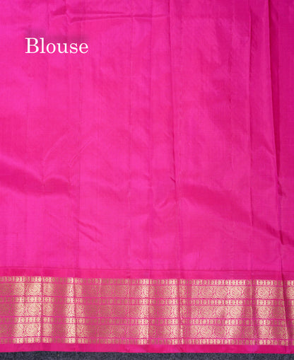 Beautiful Lemon Yellow Pure Kanjivaram Silk Saree With Contrast Pink Traditional Border