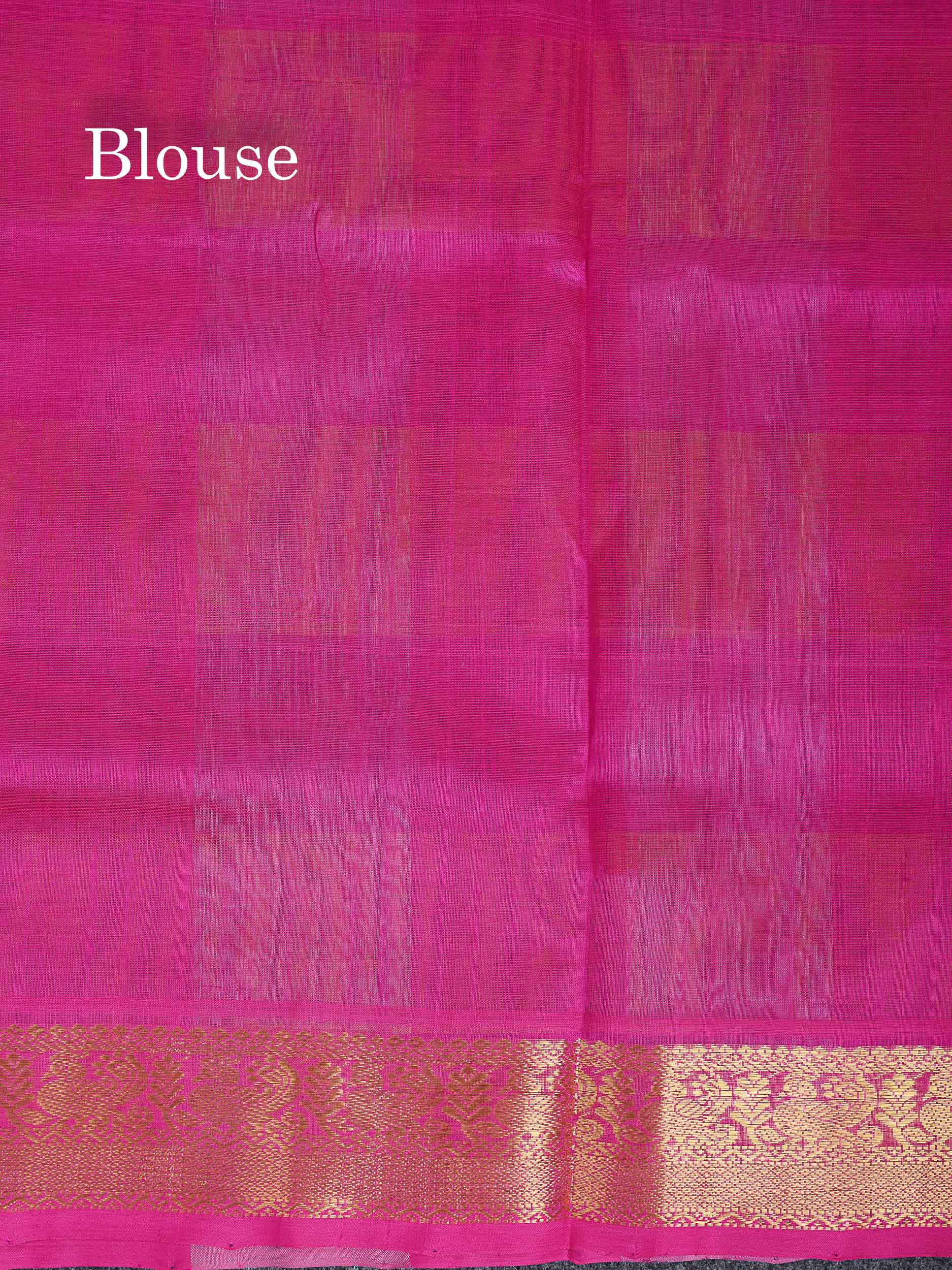 Contrast Pink Blouse Of Multicolour Pure Silk Cotton Saree