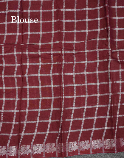 Sungudi Cotton Saree - White Colour Body Silver Zari Checks With Contrast Baby Pink Traditional Border