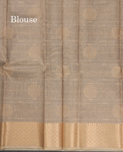 Grey Beautiful Fancy Saree Gold Silver Zari Lines With Gold Zari Border