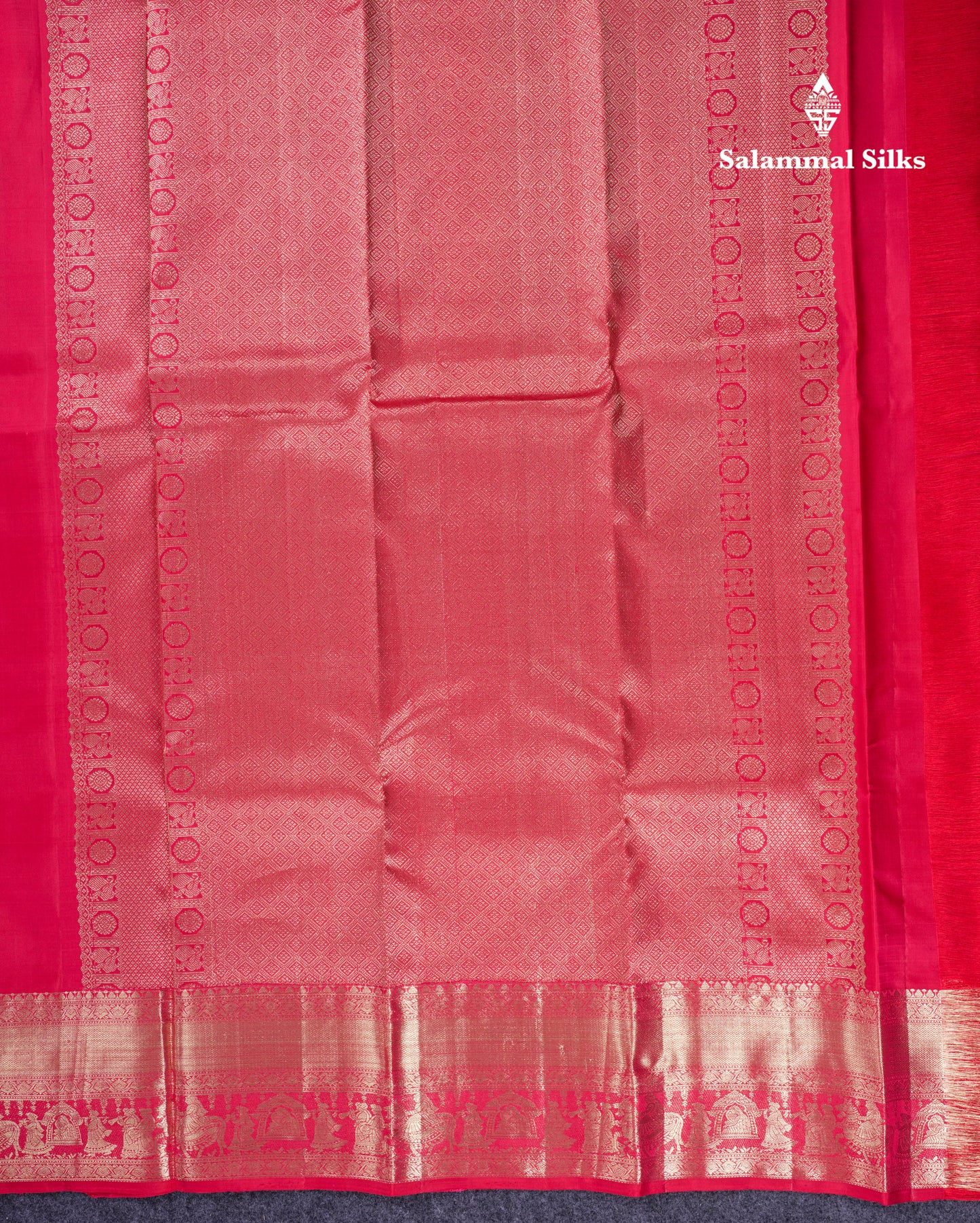 Beautiful Dual Tone Reddish Pink Pure Kanjivaram Pure Silk Saree with Traditional Pallaku Border