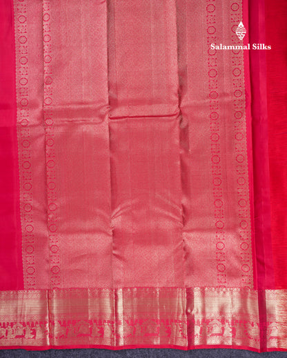 Beautiful Dual Tone Reddish Pink Pure Kanjivaram Pure Silk Saree with Traditional Pallaku Border