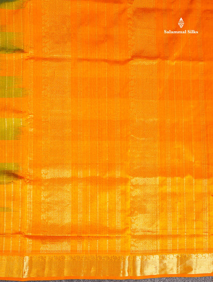 Pure Silk Cotton Saree - Paalum Pazham Checks Dual Tone Blue Yellow With Butta