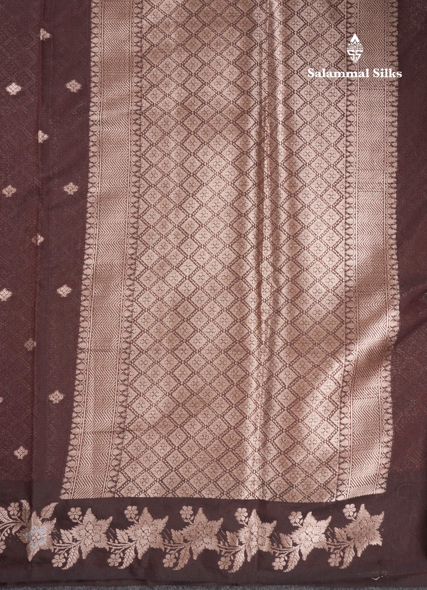 Fancy Cotton Mix Saree Brown With Grand Blouse