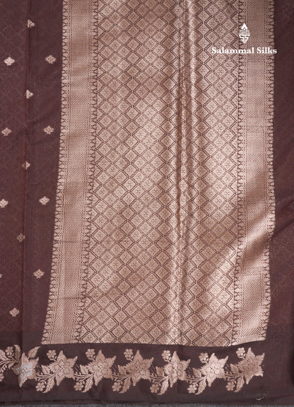 Fancy Cotton Mix Saree Brown With Grand Blouse