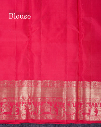 Beautiful Dual Tone Reddish Pink Pure Kanjivaram Pure Silk Saree with Traditional Pallaku Border
