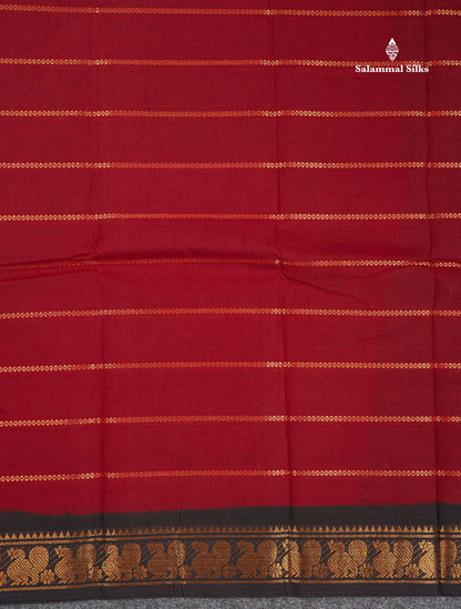 Sungudi Cotton Saree - Maroon Colour Body With Contrast Black Traditional Border