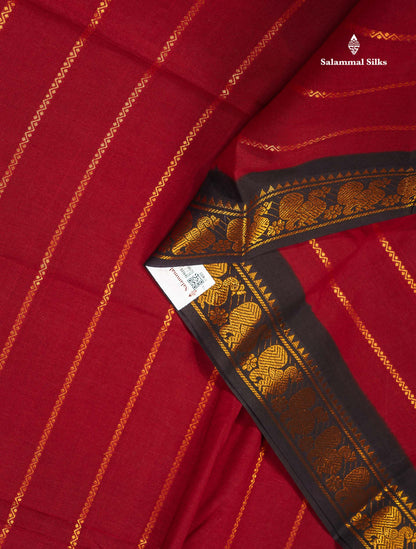Sungudi Cotton Saree - Maroon Colour Body With Contrast Black Traditional Border