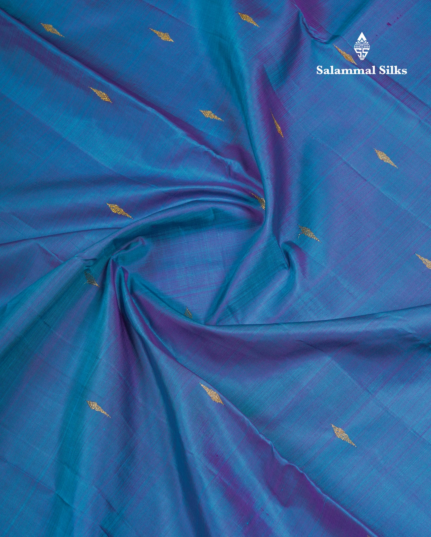 Beautiful Peacock Blue Pure Kanjivaram Silk Saree With Violet Traditional Small Border