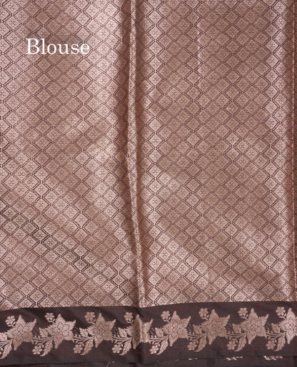 Fancy Cotton Mix Saree Brown With Grand Blouse