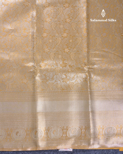 Dark Sandal Bridal Tissue Semi Silk Saree With Traditional Evening Morning Border