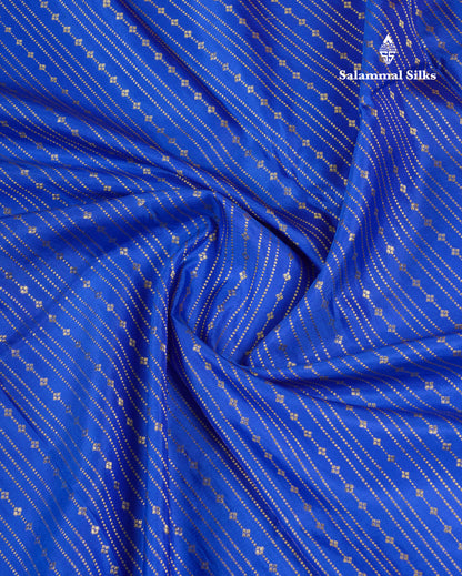 Beautiful Royal Blue Pure Kanjivaram Silk Saree With Contrast Orange Traditional Border