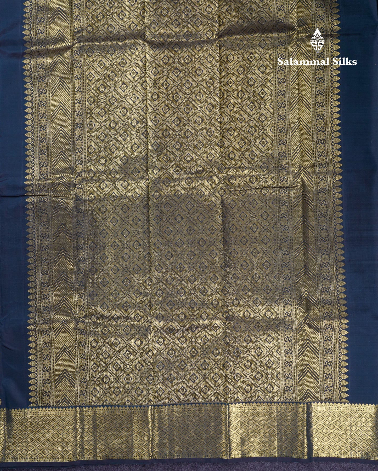 Beautiful Dual Tone Olive Blue Pure Kanjivaram Silk Saree With Traditional Border