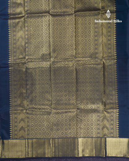 Beautiful Dual Tone Olive Blue Pure Kanjivaram Silk Saree With Traditional Border