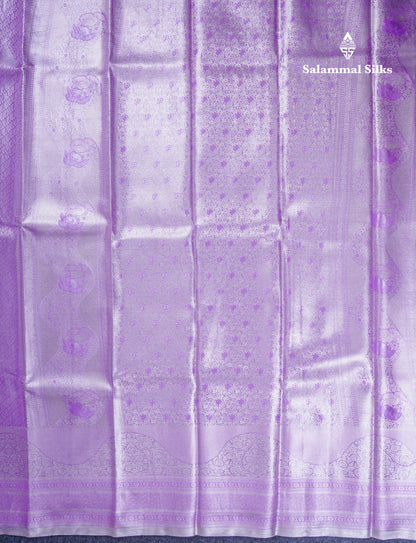 Light Lavender Bridal Tissue Semi Silk Saree With Traditional Evening Morning Border