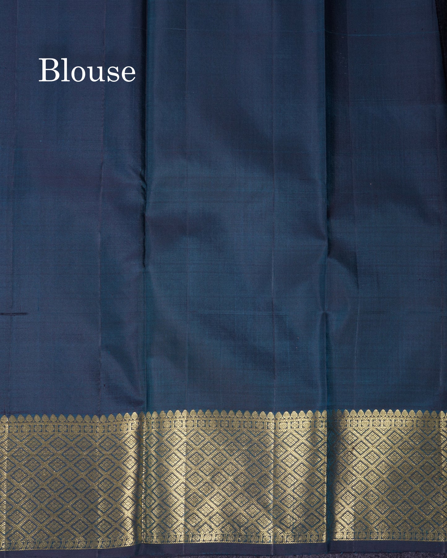 Beautiful Dual Tone Olive Blue Pure Kanjivaram Silk Saree With Traditional Border