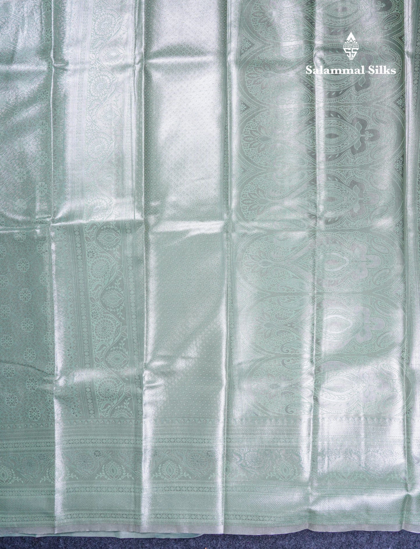 Light Sea Green Bridal Tissue Semi Silk Saree With Traditional Evening Morning Border
