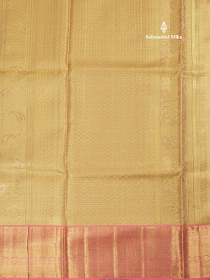 Light Peach Tissue Bridal Pure Kanjivaram Silk Saree With Contrast Pinkish Peach Border